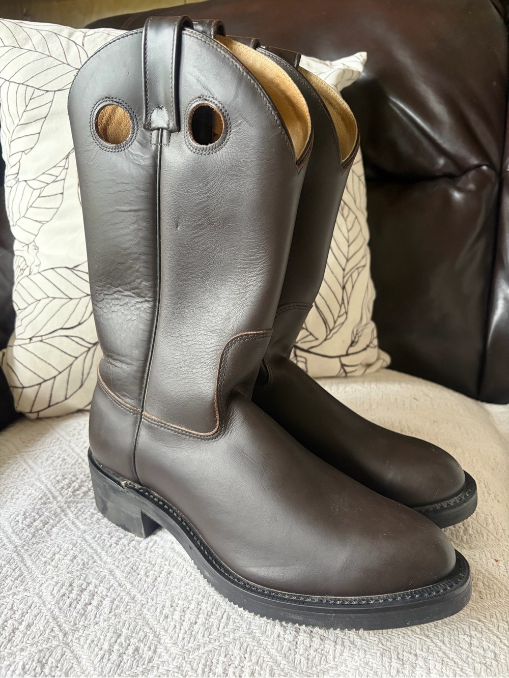 CANADA WEST 5060 SOFT TOE WORK WESTERN BOOT MEN'S Walnut Loggertan Leather